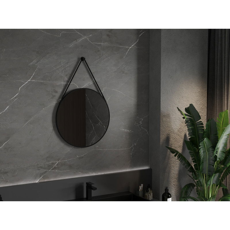 Mexen String apvalus vonios veidrodis 60 cm, juodas rėmas - 9854-060-060-000-70