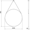 Mexen String apvalus vonios veidrodis 60 cm, juodas rėmas - 9854-060-060-000-70