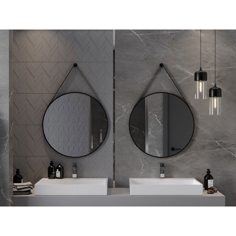 Mexen String apvalus vonios veidrodis 70 cm, juodas rėmas - 9854-070-070-000-70