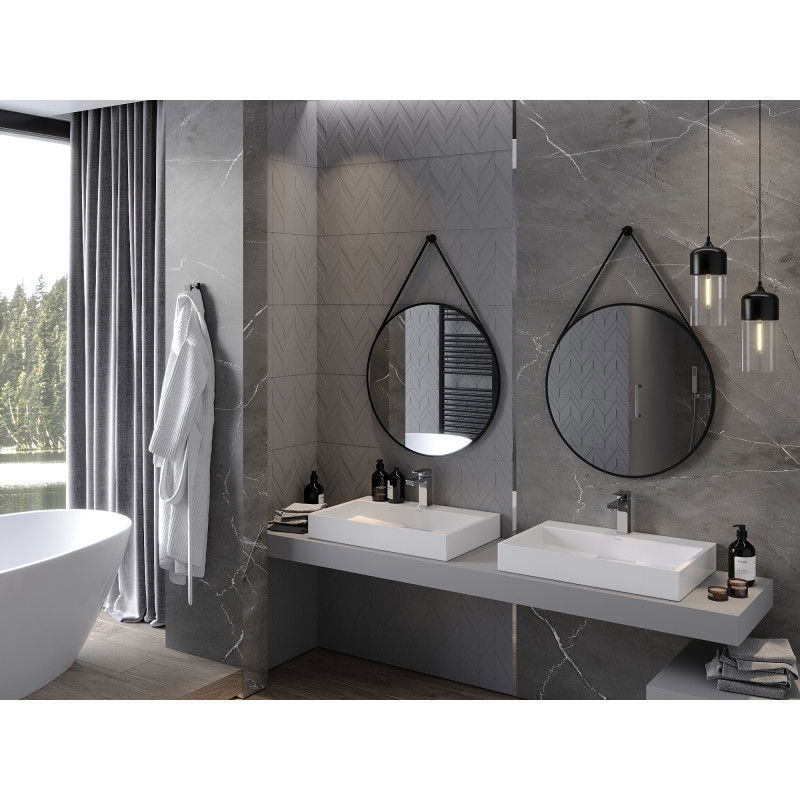 Mexen String apvalus vonios veidrodis 70 cm, juodas rėmas - 9854-070-070-000-70