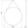 Mexen String apvalus vonios veidrodis 80 cm, juodas rėmas - 9854-080-080-000-70