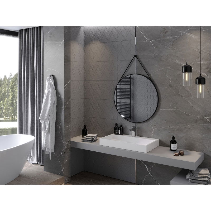 Mexen String apvalus vonios veidrodis 80 cm, juodas rėmas - 9854-080-080-000-70