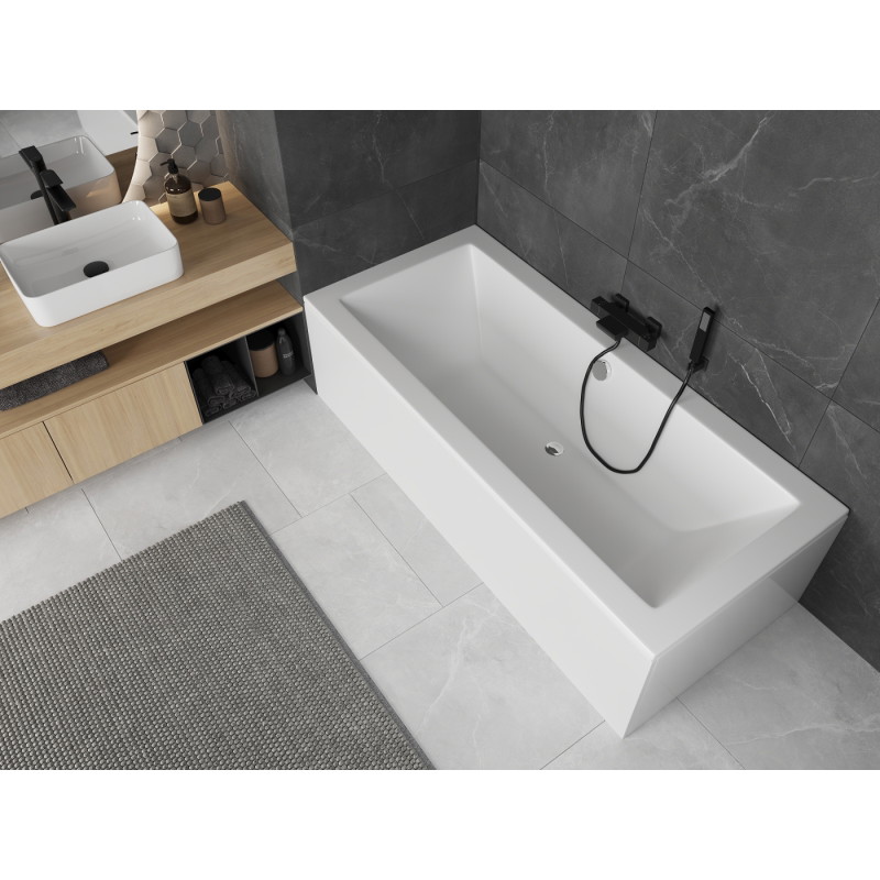 Mexen Cube tiesioginė stačiakampė vonia 160 x 70 cm su korpusu, balta - 55051607000X