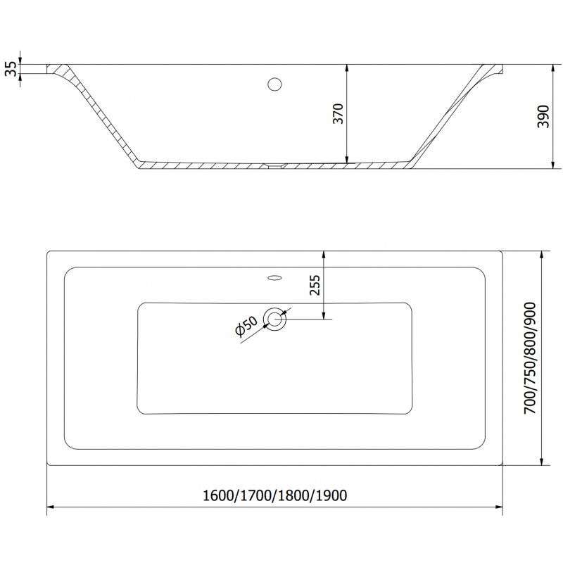 Mexen Cube stačiakampė vonia 180 x 80 cm su plokštuma ir vienos dalies 80 cm pločio sienele, juodas raštas