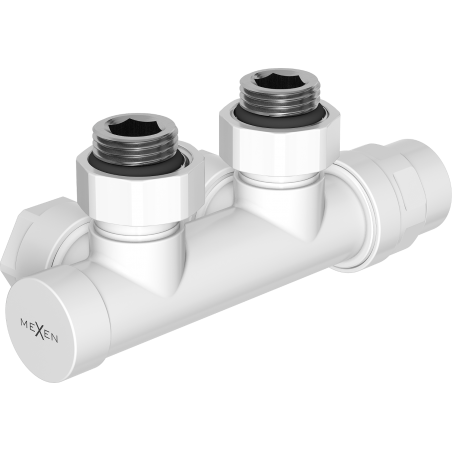 Mexen Uni-Term radiatoriaus kampinis vožtuvas, Duplex, DN50, baltas - W907-000-20