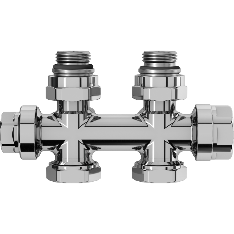Mexen Uni-Term radiatoriaus vožtuvas kampinis/tiesus, Duplex, DN50, chromas - W908-000-01