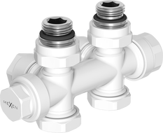 Mexen Uni-Term radiatoriaus vožtuvas kampinis/tiesus, Duplex, DN50, baltas - W908-000-20