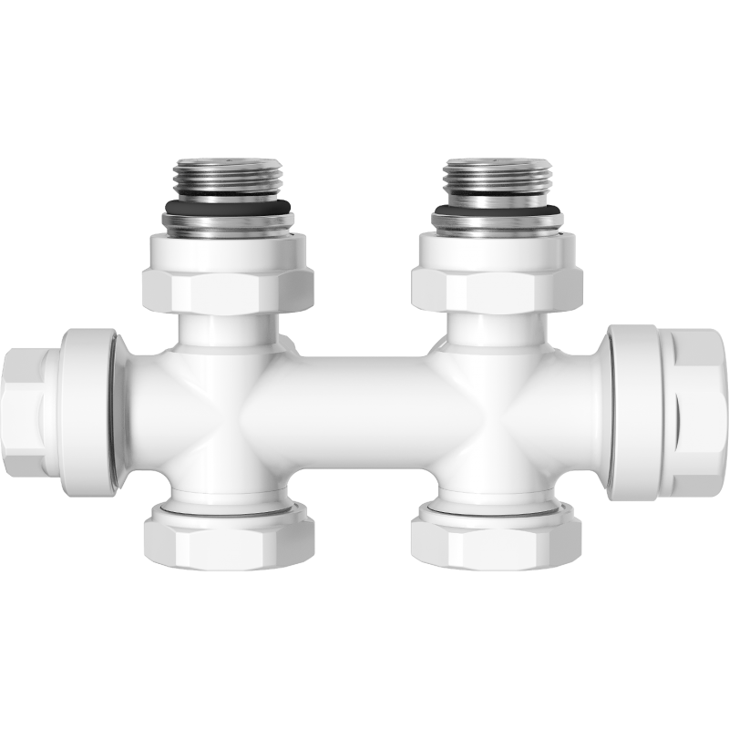 Mexen Uni-Term radiatoriaus vožtuvas kampinis/tiesus, Duplex, DN50, baltas - W908-000-20