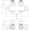 Mexen radiatorinis vožtuvas kampinis/tiesus, Duplex, DN50, baltas - W908-000-20