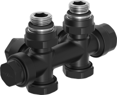 Mexen Uni-Term radiatoriaus vožtuvas kampinis/tiesus, Duplex, DN50, juodas - W908-000-70