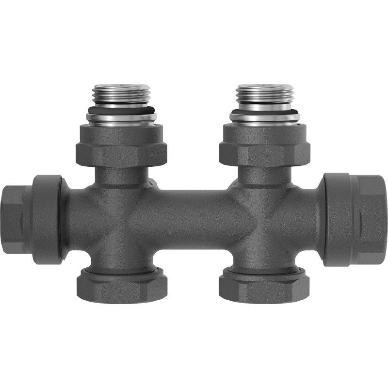Mexen Uni-Term radiatoriaus vožtuvas kampinis/tiesus, Duplex, DN50, antracitas - W908-000-66