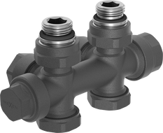 Mexen Uni-Term radiatoriaus vožtuvas kampinis/tiesus, Duplex, DN50, antracitas - W908-000-66