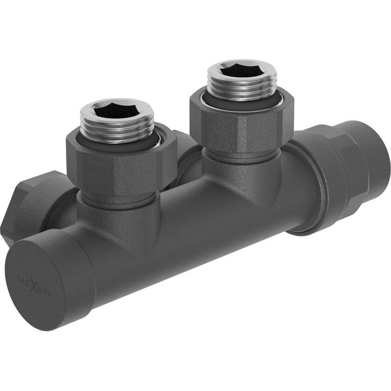 Mexen Uni-Term radiatoriaus vožtuvas kampinis, Duplex, DN50, antracitas - W907-000-66