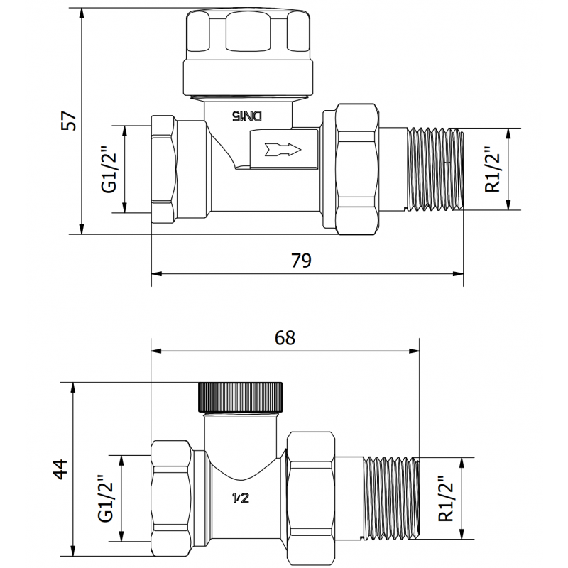 Mexen Uni-Term tiesūs radiatoriniai vožtuvai, juoda - W902-000-70