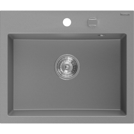 Mexen Oscar granitinė vienaaukštė plautuvė 580 x 490 mm, pilka, chromuota sifonas - 6519581000-71