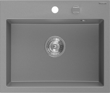 Mexen Oscar vienos komos granito plautuvė 580 x 490 mm, pilka, chromuotas sifonas - 6519581000-71
