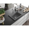 Mexen Oscar granitinė vienaaukštė plautuvė 580 x 490 mm, pilka, chromuota sifonas - 6519581000-71