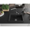 Mexen Oscar grindinis granito vienos sekcijos kriauklė 580 x 490 mm, juodas/sidabrinis metalikas, chromuotas sifonas
