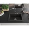 Mexen Oscar granitinis virtuvės kriauklė, 1 skyrius, 580 x 490 mm, juodas/auksinis metalikas, chrominis sifonas - 6519581000-75