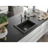 Mexen Oscar granitinis virtuvės kriauklė, 1 skyrius, 580 x 490 mm, juodas/auksinis metalikas, chrominis sifonas - 6519581000-75