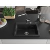 Mexen Oscar granitinė virtuvės plautuvė 1-skyrius 580 x 490 mm, juoda, chromuotas sifonas - 6519581000-77