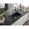 Mexen Oscar granitinė virtuvės plautuvė 1-skyrius 580 x 490 mm, juoda, chromuotas sifonas - 6519581000-77