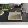 Mexen Oscar granitinė vienos kameros kriauklė 580 x 490 mm, smėlio spalvos, auksinis sifonas - 6519581000-69-G