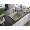 Mexen Oscar granitinė vienos kameros kriauklė 580 x 490 mm, smėlio spalvos, auksinis sifonas - 6519581000-69-G