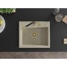 Mexen Oscar granitinė vienos kameros kriauklė 580 x 490 mm, smėlio spalvos, auksinis sifonas - 6519581000-69-G