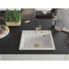 Mexen Oscar 1 lizdo granito kriauklė 580 x 490 mm, balta, auksinis sifonas - 6519581000-20-G