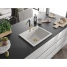 Mexen Oscar 1 lizdo granito kriauklė 580 x 490 mm, balta, auksinis sifonas - 6519581000-20-G