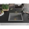 Mexen Oscar granitinė vienos kameros kriauklė 580 x 490 mm, pilka, auksinis sifonas - 6519581000-71-G