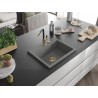 Mexen Oscar granitinė vienos kameros kriauklė 580 x 490 mm, pilka, auksinis sifonas - 6519581000-71-G