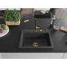 Mexen Oscar granitinė vienos kameros virtuvės kriauklė 580 x 490 mm, juoda taškuota, sifonas auksinis - 6519581000-76-G
