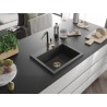 Mexen Oscar granitinė vienos kameros virtuvės kriauklė 580 x 490 mm, juoda taškuota, sifonas auksinis - 6519581000-76-G
