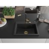 Mexen Oscar granito plautuvė vienos dalies 580 x 490 mm, juoda, auksinis sifonas - 6519581000-77-G