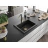 Mexen Oscar granitinė vienos kameros kriauklė 580 x 490 mm, juoda, sifonas auksinis - 6519581000-77-G