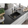 Mexen Oscar granito plautuvė vienos dalies 580 x 490 mm, juoda, auksinis sifonas - 6519581000-77-G