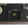 Mexen Oscar granito plautuvė vienos dalies 580 x 490 mm, juoda, auksinis sifonas - 6519581000-77-G