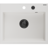 Mexen Oscar granito kriauklė su vienu skyriumi 580 x 490 mm, balta, juodas sifonas - 6519581000-20-B