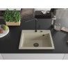 Mexen Oscar granitinė vienos talpos plautuvė 580 x 490 mm, smėlio spalvos, juodas sifonas - 6519581000-69-B