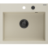 Mexen Oscar vienos plautuvės 580 x 490 mm granitinė kriauklė, smėlio spalvos, juodas sifonas - 6519581000-69-B