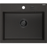 Mexen Oscar granito kriauklė vienos dalies 580 x 490 mm, juodas/auksinis metaliko, juodas sifonas - 6519581000-75-B