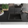 Mexen Oscar granitinė vienos kameros plautuvė 580 x 490 mm, juoda/auksinis metalikas, juodas sifonas - 6519581000-75-B