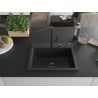 Mexen Oscar granitinė vienos kameros kriauklė 580 x 490 mm, juoda, sifonas juodas - 6519581000-77-B