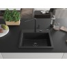 Mexen Oscar granitinė vienos kameros plautuvė 580 x 490 mm, juoda, juodas sifonas - 6519581000-77-B