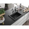 Mexen Oscar granitinė vienos kameros plautuvė 580 x 490 mm, juoda, juodas sifonas - 6519581000-77-B