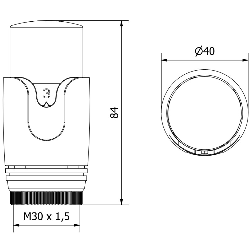 Mexen Uni-H termostatinė radiatoriaus galvutė, juoda - W900-000-70