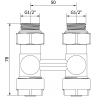 Mexen dviejų vamzdžių radiatoriaus vožtuvas DN50, tiesus 1/2"x16 mm, nikelis - W912-016-01