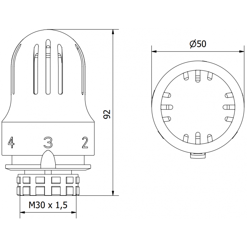 Mexen Uni-Term termostatinė radiatoriaus galvutė, balta - W908-004-20